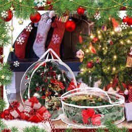 Storage Bags Transparent Christmas Wreath Bag Foldable Xmas Tree Garland Container With Handle For Home Festival Storing Tools