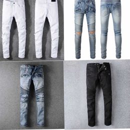 Luxury Designer Denim Purple Jeans Distressed Fashion Straight Mens Biker Hole Stretchy Denim Casual Jean Men Skinny Pants Elasticity Women Man Ripped Trouserskms