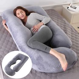 Maternity Pillows Large pregnancy pillow with detachable velvet cover U-shaped full body pregnancy pillow Y240522