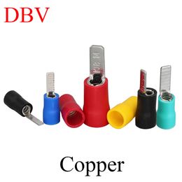 DBV1.25/2/5.5 Copper Electric Wire Cable Splice Lug Circuit Breaker Plug In Pin Insert Connector Blade Insulated Crimp Terminal