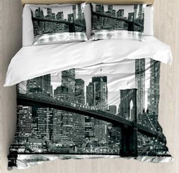 Bedding sets City Building Set New York Theme Comforter Cover Duvet for Kids Teens Adults Men with 2 Bedroom Decoration H240521 8CD4