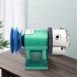 Diy Small Woodworking Rotating Seat 200mm Three-Jaw Four-jaw Chuck Flange Pulleyhousehold Lathe Spindle Assembly