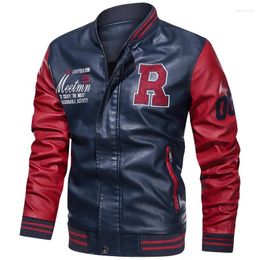 Men's Jackets Bomber Jacket Men Baseball Embroidered Leather Pu Coats Slim Fit College Fleece Luxury Pilot Top Winter Coat