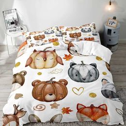 Bedding sets Woodland Animal Duvet Cover Full Size Baby Girls Boys Kids BeddingCartoon Forest Animals Comforter Quilt 2 Sham H240521 0OHB