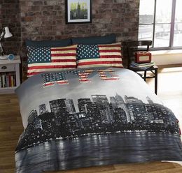 Bedding sets City Building Set New York Theme Comforter Cover Duvet for Kids Teens Adults Men with 2 Bedroom Decoration H240521 1JW4