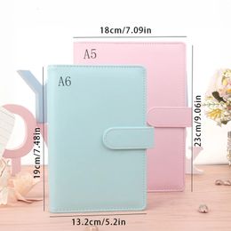 Macaroon Color A6/A5 PU Leather DIY Binder Notebook Cover Diary Agenda Planner Paper Cover School Stationery 240509