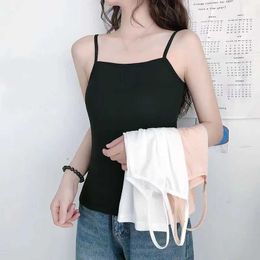 Women's Tanks Camis Womens Fashion Tank Top Sleeveless Spring/Summer Crop Solid Colour Seamless Black and White Skin d240521