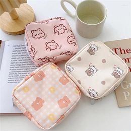 Storage Bags Women Girls Kawaii Cosmetic Makeup Tampon Bear Napkin Pouch Bag Coin Purse Sanitary Pads Mini Data Cables Organizer