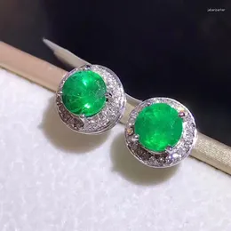 Stud Earrings Emerald Earring Natural And Real 925 Sterling Silver Fine Jewellery For Men Women