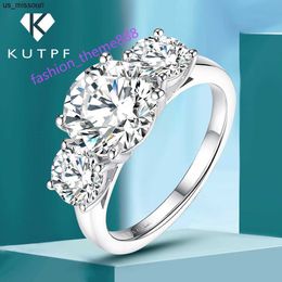 Band Rings 4CT Moissanite Engagement Ring for Women 3stone Wedding Band S925 Sterling Silver 18k Gold Plated Promise Diamond Rings KUTPF J230522