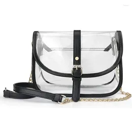 Shoulder Bags Women Casual Chains Bag Transparent Patchwork 2024 Female Design Crossbody Messenger Hardware Chain Strap Sac