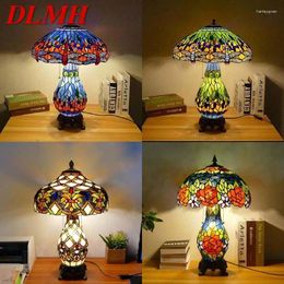 Table Lamps DLMH Tiffany Lamp American Retro Living Room Bedroom Luxurious Villa El Stained Glass Desk