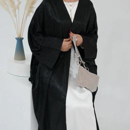 Ethnic Clothing Black Muslim Dress Women Shiny Kimono Cardigan Open Abaya Dubai Turkey Kaftan Eid Ramadan Djellaba Islamic Kebaya Robes