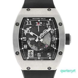 Male RM Wrist Watch RM005 Manual Wind White Gold Mens Chronograph Hollow Movement Watch Rubber Band RM005-fm RM005FM
