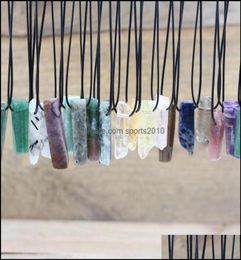 Arts And Crafts Healing Reiki Stone Slice Point Pendants Necklace Natural Gmes Rose Quartz Tiger Eye Agates Women Men R Sports20102256110