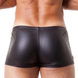 Underpants 3 Color Boxers Men Sexy Underwear Faux Leather Latex Boxer Shorts Elastic Stretchable Undershorts Erotic Panties Top Quality