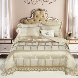 Bedding Sets Soft Silk Cotton Set Cover Bed Sheet Modern Lace Jacquard Duvet Housse De Couette