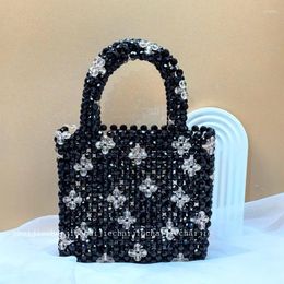 Totes Fashionable Handmade Woven Bamboo Hollow Pattern Women's Bags Customised Crystal Bag High-end Party Dinner Ladies Handbag