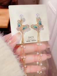 Dangle Earrings 2pcs Stylish Sweet Long Pearl Butterfly Women's Suitable For Party Accessories