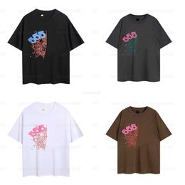 Spider Shirt Designer t Shirt Men Short Sleeve Round Neck Young Thug Foaming Letters 555555 Couple Tshirt Pink Cotton Blend Street Hip Hop Trend Daily Outfit Tshirtta