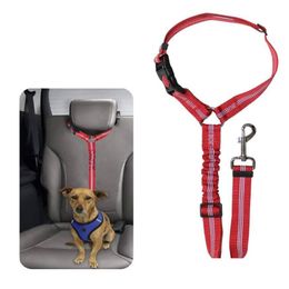 Dog Collars Leashes Seat Belt Retractable Seatbelts Harness For Car Adjustable Headrest Seatbelt Pet Safety Belts With Elastic Bun Dh6Cn