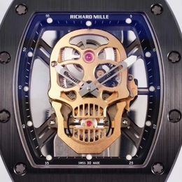 Athleisure RM Wrist Watch Automatic Tourbillon Full Sky Star Skull Watch Multi-functional Hollowed out Mechanical Mens Watch