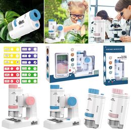 80-200X Portable Biological Science Microscope Electric Mini Microscope with LED Light Lab Handheld Microscope for Kids Students