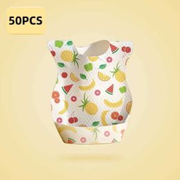 Bibs Burp Cloths 50 sets of fruit printed down bibs disposable bibs for babies boys and girls non-woven down towels outdoor baby bibs d240522