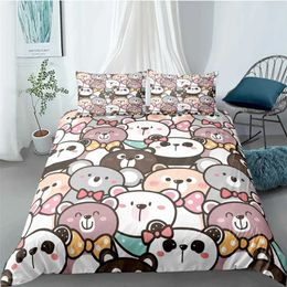 Bedding sets Cartoon Cute Panda Sets Child Kids Covers Boys Creative Bed Duvet Cover with case for Teens King Size Set H240521 RVUP