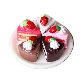 8pcs Strawberry Birthday Cake Miniature Figures Simulation Food Play Toys Doll House DIY Accessories Children Kids toy