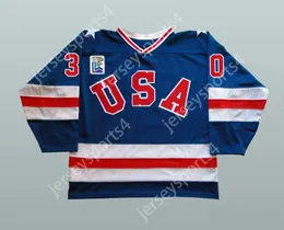 Custom 1980 MIRACLE ON ICE TEAM USA JIM CRAIG 30 HOCKEY JERSEY BLUE WITH PATCH Top Stitched S-M-L-XL-XXL-3XL-4XL-5XL-6XL