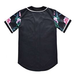 Baseball Jersey Men Stripe Short Sleeve Street Shirts Black White Sport Shirt YAJ2002 d41b5