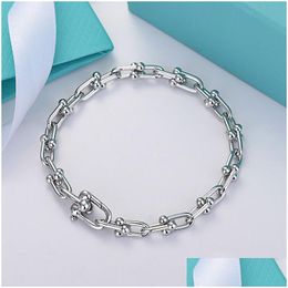 Charm Bracelets Sier Horseshoes Designer For Women Men Link Chain 18K Gold Hip Hop Bangle Bracelet Jewellery Gift Drop Delivery Otnps
