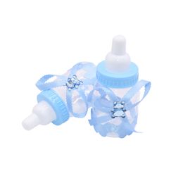 12pcs Blue Pink Plastic Feeder Bottle Candy Box Boy Girl Chocolate Candy Box Gender Reveal Baby Shower Party Favour Gift Supplies