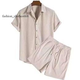 designer t shirt Men's casual loose multi-color beach outfit corduroy short sleeved set two-piece set shorts and t shirt set