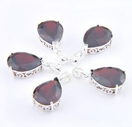 Mix 5PCS Teardrop Red Garnet Gemstone Pendant 925 sterling Silver Pendants Necklaces For Lady Girl Women Party Gifts New Luckyshin8188674