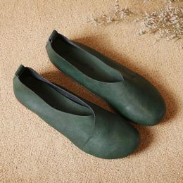 Casual Shoes Spring And Autumn Original Vintage Art Hand Single Xiesen Flat Round Soft Bottom Comfortable Asakuchi