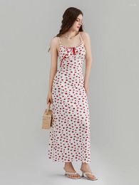 Casual Dresses Women S Floral Print Long Cami Dress Sleeveless Spaghetti Strap Front Ribbon Tie-Up Slim