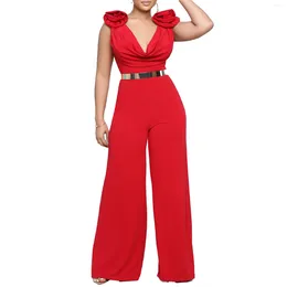 Ethnic Clothing Dashiki African Clothes For Women Summer Fashion Sleeveless V-neck Polyester Red Black Blue Long Jumpsuit Outfits S-3XL