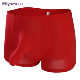 Underpants Men's Underwear Thin Ice Silk Men Boxer Briefs Soft Breathable Bulge Pouch Male Man Sexy Panties Shorts Boxers Hombre