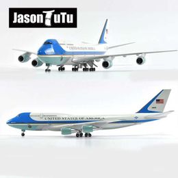 Aircraft Modle JASON TUTU 47cm Plane Model Airplane UNITED STATES OF AMERICA Air Force One Boeing 747 1/160 Scale Diecast Resin Aircraft Model Y240522