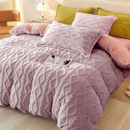 Bedding sets WOSTAR Soft warm coral fleece duvet cover 220x240 fluffy plush king size winter quilt couple luxury double bed bedding set H240521 B26E