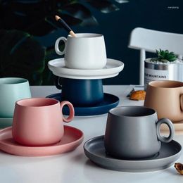 Mugs High Quality Ceramic Coffee Cup Set Simple European Style Cappuccino Flower Milk Cups Tumbler Tea