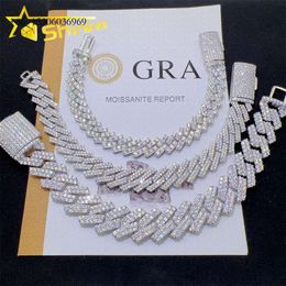 Cheap Wholesale Price Sterling Sier Iced Out Diamond VVS Moissanite Cuban Link Bracelet