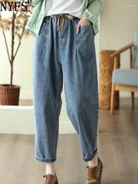 Women's Jeans NYFS 2024 Summer Korea Woman Loose Plus Size High Waist Denim Trousers Harem Pants