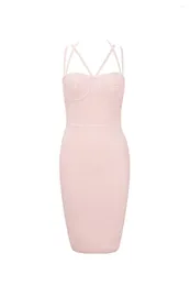 Casual Dresses 2024 Women Factory Dress Summer Blush Pink Strappy Bandage Wholesale Evening Party Sexy