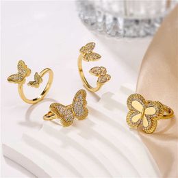 Unique charm Vanly ring for men and women Jewellery Fashion Plated 18K Gold with Butterfly Ring with Original logo Vanlybox