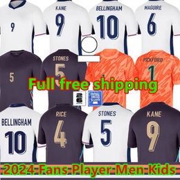 24 25 eNGLanD Soccer Jersey Football Shirt Pickford BELLINGHAM RASHFORD KANE 2024 Euro Cup National Team Home White Away kids Free Shipping goalkeeper GK Fans Player