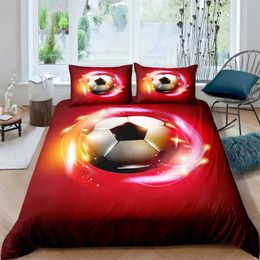 Bedding sets Football Duvet Cover Sports Theme Ball Games Set Kids Basketball Hockey Comforter Twin for Boys Girls Room Decor H240521 DVZK