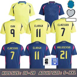 2024 Sweden Euro Cup Soccer Jersey IBRAHIMOVIC 2025 Swedish National Team 24 25 Football Shirt Kids Kit Set Home Yellow Away Navy Blue Men's Uniform LARSSON FORSBERG